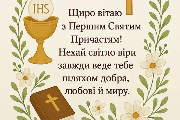 Слова привітання з першим причастям прозою: найкращі побажання
