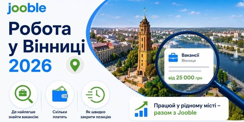 Робота у Вінниці 2026: де найлегше знайти вакансію, скільки платять і як швидко закрити позицію на порталі Jooble
