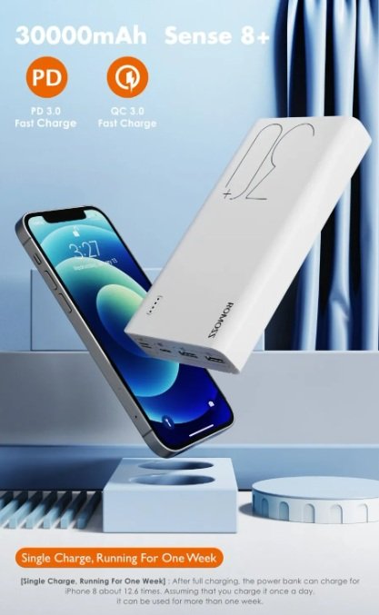 Romoss Sense 8+ (30000 mAh, 18W)